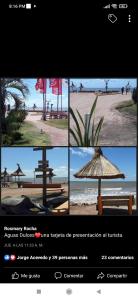 un collage de photos d'une plage avec un parasol dans l'établissement Techos Amarillos II, à Aguas Dulces