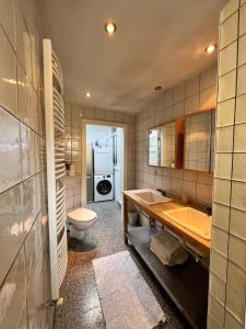 a bathroom with a sink and a toilet in it at Vakantiehuis centrum Schagen nabij zee / strand in Schagen