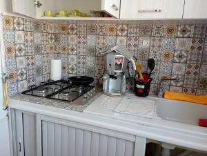 encimera de cocina con fogones y encimera en appartement S+0, en Túnez