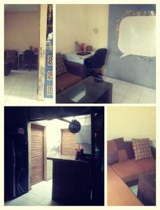 eine Collage mit drei Bildern eines Wohnzimmers in der Unterkunft NG Shelter 【Homestay & Guest House】 in Cikampek