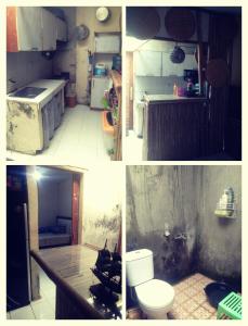 eine Collage mit drei Bildern einer Küche in der Unterkunft NG Shelter 【Homestay & Guest House】 in Cikampek