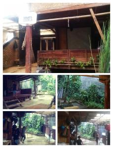 eine Collage mit vier Bildern eines Gebäudes in der Unterkunft NG Shelter 【Homestay & Guest House】 in Cikampek