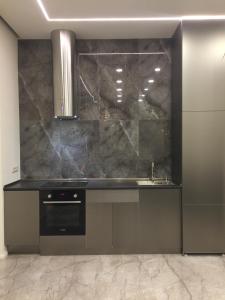 een keuken met een aanrecht met spoelbak en fornuis bij Apartment in Yerevan Moskovyan in Jerevan +9 foto's