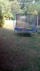 a trampoline in the grass in a yard at Cabañas Tepual in Puerto Montt