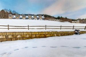 a row of houses in a snow covered field at Mountain's Edge in Brownsville