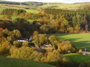 an aerial view of a house in a field at Bridge Cottage in Lockerbie