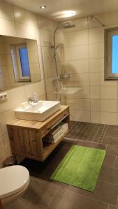 y baño con lavabo, aseo y espejo. en Appartement Moaeben, en Alpbach