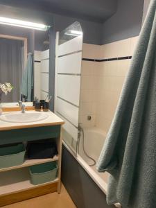 a bathroom with a sink and a bath tub at Chez Nello et Zia in Termignon