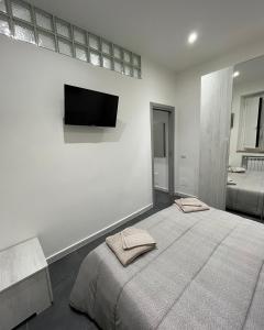 een slaapkamer met een bed en een flatscreen-tv bij Sosy in Rome