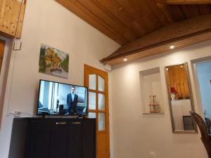 A television and/or entertainment centre at Ferienhaus Eisenberg Még 15 kép