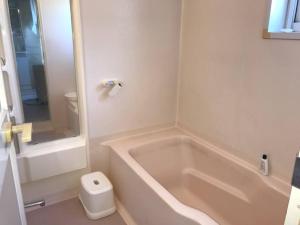 a bathroom with a bath tub and a toilet at Rusutsu Risu House in Rusutsu