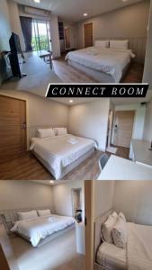 two pictures of a room with two beds and aconnect room at The Prima Residence - SHA Certificate in Bangkok