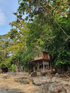 a house on top of a hill with trees at Palm Beach Resort Koh Phayam in Ko Phayam