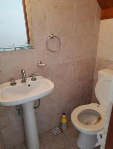 bagno con lavandino e servizi igienici di Duplex a Santa Teresita