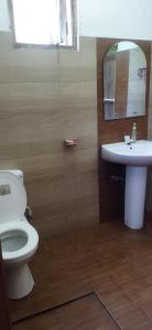 a bathroom with a white toilet and a sink at Canopy Villa in Kandy
