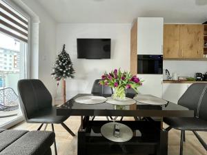 Televízia a/alebo spoločenská miestnosť v ubytovaní Apartament Cobena
