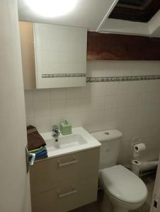 een badkamer met een toilet en een wastafel bij 3 pièces calme, terrasse et parking privé in Courcouronnes