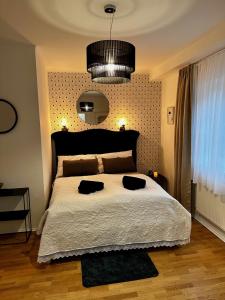 - une chambre avec un grand lit et 2 oreillers dans l'établissement SternenHimmel Gamlitz, à Gamlitz
