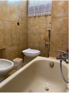 a bathroom with a tub and a toilet and a sink at Casa tranquilla firenze in Florence