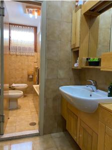 uma casa de banho com um lavatório e um WC em Casa tranquilla firenze em Florença