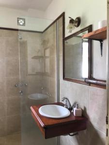 a bathroom with a sink and a shower at Departamento Cafayate in Cafayate