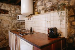 a kitchen with a sink and a counter top at Apartamentos Rurales La Casina del Fontan in Valle de Lago +51 photos