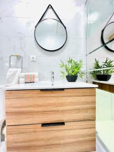 a bathroom with a sink and a mirror at Casa Luciana in Saint-Priest