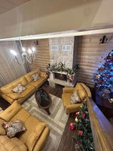 una sala de estar con un árbol de Navidad y un sofá en Golden Eagle Jelovica en Berane