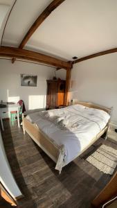 1 dormitorio con 1 cama grande en una habitación en Arenaguas Beach Front House en Matanzas