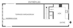Půdorys ubytování Stilfullt semesterhus nära pool och strand.