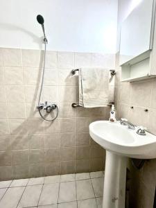 y baño con lavabo y ducha. en Loft Quinta Sección en Mendoza