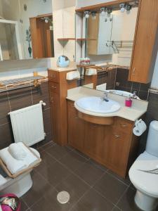 een badkamer met een wastafel en een toilet bij BlueMedina Lugones in Lugones