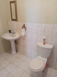 a bathroom with a toilet and a sink at Royal Villa 360 in Port Antonio