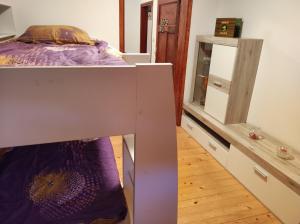 a bedroom with a bunk bed and a dresser at Turistična kmetija Štupar in Dvor