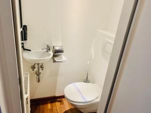 ein Bad mit einem WC und einem Waschbecken in der Unterkunft Aurellia Deluxe Apartments in Wien