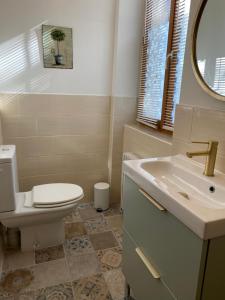 a bathroom with a toilet and a sink at La Dovecote Sarlat in Sarlat-la-Canéda +25 photos