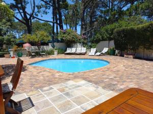 una piscina en un patio con sillas y mesa en Wine Route 44 Guesthouse en Somerset West