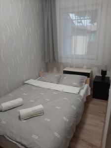 Postel nebo postele na pokoji v ubytování Nikolett apartman