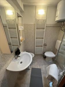 uma casa de banho com um lavatório e um WC em Casa Giulietta Sopravilla em Blevio