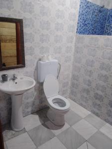 a bathroom with a toilet and a sink at Domus Praia Jalé in Água-Côco