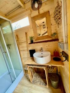 a bathroom with a sink and a mirror at L'escale chambres d'hôtes et gîte in Draguignan +112 photos