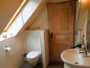 uma casa de banho com um WC e um lavatório em Rinteln-Loft mit E-Auto-Ladestation em Rinteln