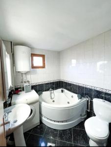 ein Badezimmer mit einem WC, einer Badewanne und einem Waschbecken in der Unterkunft Chalet Breza in Kolašin