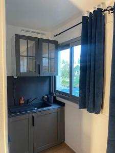 a kitchen with a sink and a window at Studio moderne à Antony in Antony