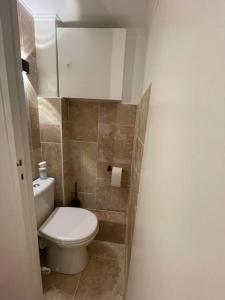 a small bathroom with a toilet and a sink at Studio moderne à Antony in Antony