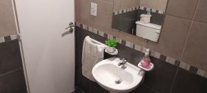 une salle de bains avec un lavabo blanc et un miroir dans l'établissement Departamento MICHE, à Tandil