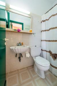 een badkamer met een toilet en een wastafel bij Alpha Stegna Sun in Archangelos