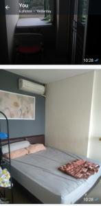 twee foto's van een klein bed in een kamer bij Northland ancol seaview in Jakarta