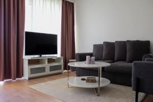 TV a/nebo společenská místnost v ubytování Modern apartment with Sauna, near Transit Hub/Dixi