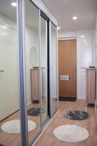 A bathroom at Modern apartment with Sauna, near Transit Hub/Dixi
